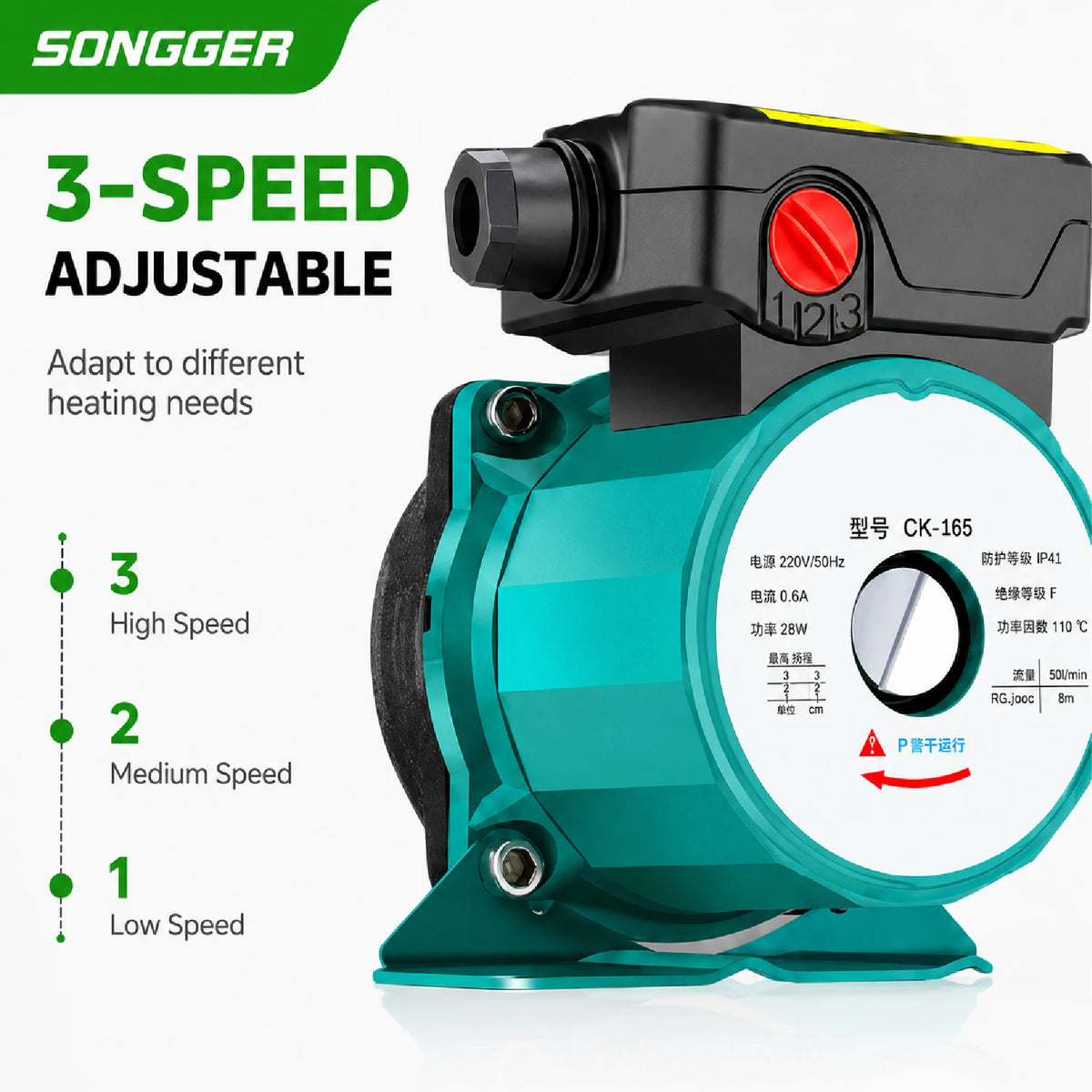 RS25-6A Hot Water Circulation Pump AC220V Energy Saving Low Noise Boiler Heating Pump 3/4" 1" HVAC Floor Heating Booster Pump