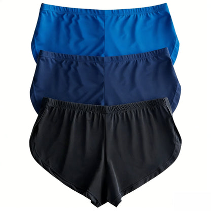 Sexy Men's Ice Silk Split Side Arrow Pants Quick-Dry Breathable Athletic Lounge Shorts Low-Rise Running Underwear Boxershorts