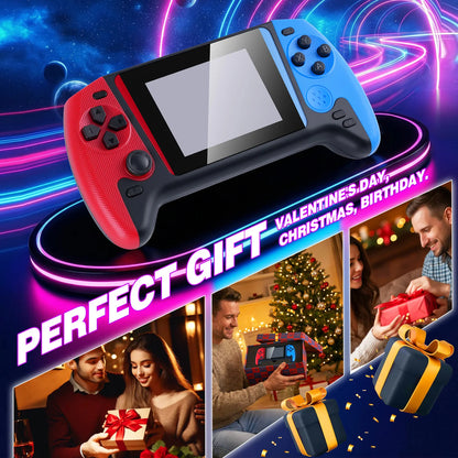 Retro Nostalgic Game Console, High-definition Picture Quality with Vivid Colors, 3.5-inch Large-screen & Ergonomic Design, Small and Portable, Red and Blue Retro Color Contrast, Essential Gift for Festivals