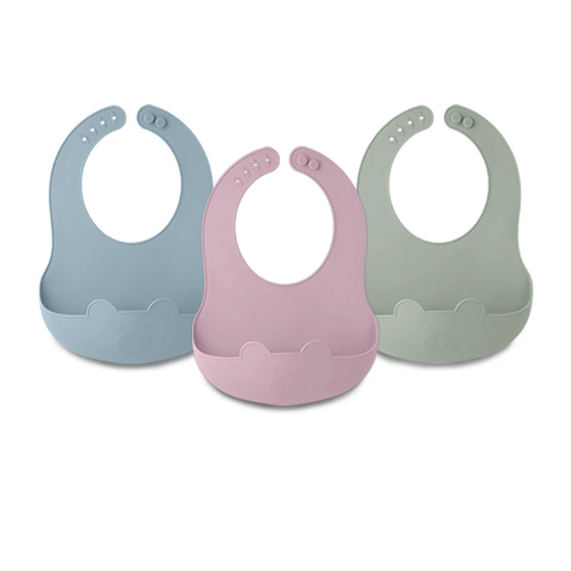 Cute Silicone Baby Bib (Unisex) – Ultra-Lightweight, Foldable Travel Bib. BPA-Free, Soft, and Durable Silicone Bib