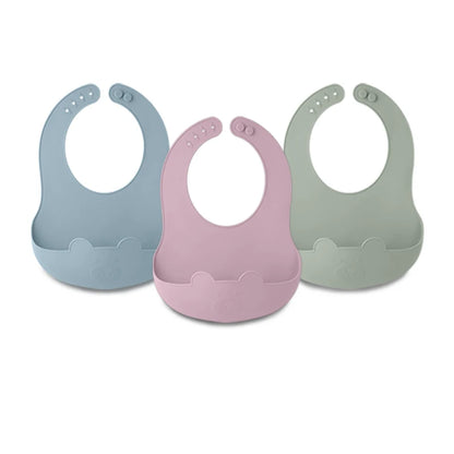 Cute Silicone Baby Bib (Unisex) – Ultra-Lightweight, Foldable Travel Bib. BPA-Free, Soft, and Durable Silicone Bib