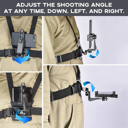 Camera Phone Chest Mount Laptop Harness Phone Holder Strap Clip POV Holder for iPhone 17 16 Android Gopro 12 Camera Smartphone Photography Kits