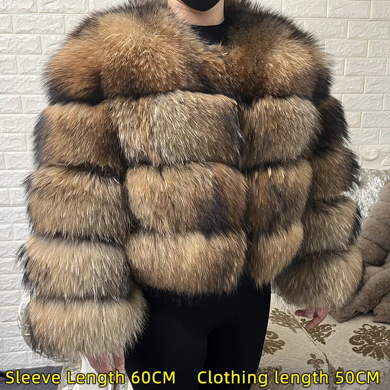 2026 Maomaokong Super Hot Winter Women Luxury Thick Real Raccoon Fur Coat Natural Fox Fur Jacket Plus Size Jackets Female Vest