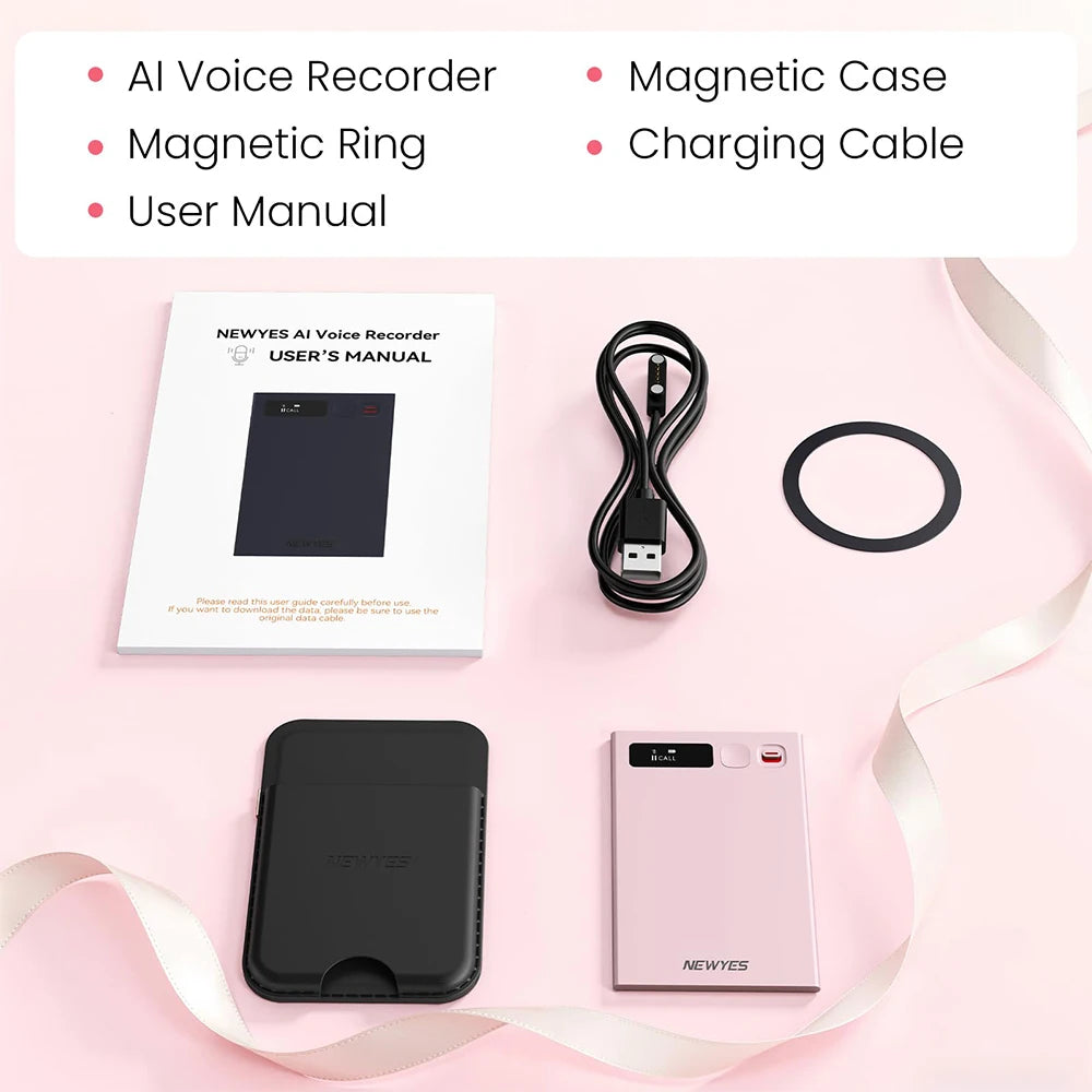 AI Voice Recorder NEWYES Ailog Voice Recorder Device with App Control Transcribe Summarize 64GB Memory Smart Audio Recorder 2026