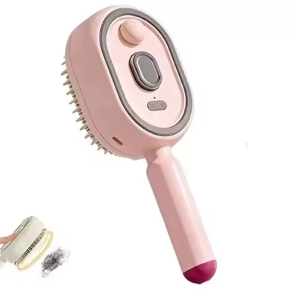 2026 Electric Steaming Hair Straightener Brush Electric Spray Air Cushion Massage Hair Brush Rechargeable Detangling Steam Brush