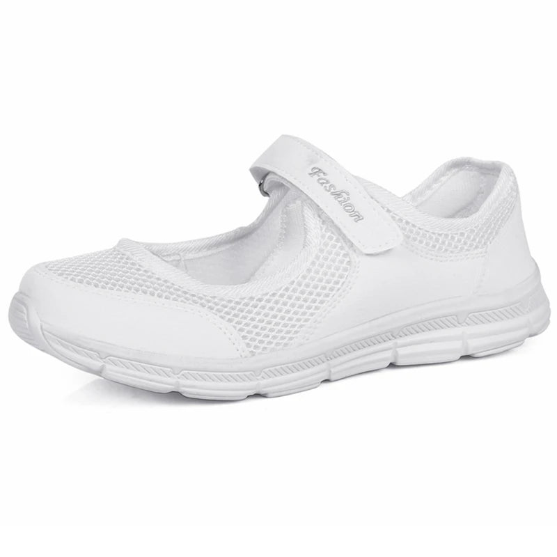 Women's Breathable Walking Shoes Ladies Fashion Mary Jane Sneakers Adjustable Working Nurse Shoes Lightweight Flats Roll