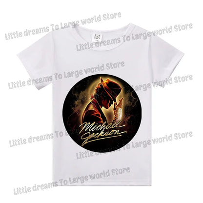 Michael Jackson T-shirt Children Clothing Singer Printed Cotton Tops Boy Girl MJ Summer Tee Shirts Casual Clothes Birthday Gift