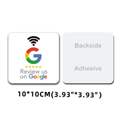 NFC Station table Tag 13.56Mhz programmable Compatible Google Review Card NFC Reviews display bending Card Acrylic Table Sticker