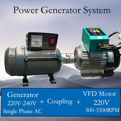 Premium Material 5KW 10KW 20KW 220V Single Phase Alternator High RPM Permanent Magnet Generator With VFD Motor Household Load