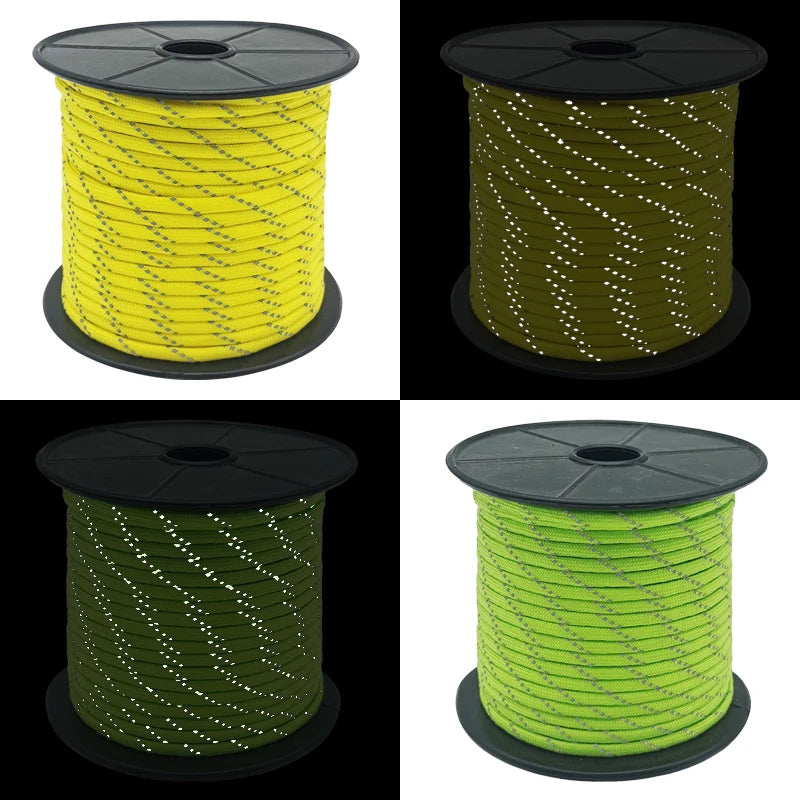 50/100m multifunctional 7 Core Reflective 550 Paracord Rope 4 mm Camping Survival Edc Outdoor Parachute Cord Lanyard Rescue rope