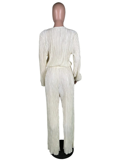 High Elasticity Two Piece Set for Women Long Sleeve O neck Tops Women's Tracksuit Female Casuals Home Loose Wide Leg Pant Sets