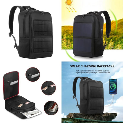High Quality Foldable Solar Charging Backpack for Laptop 14W 5V USB Power Bank Portable Outdoor Travel Hiking Camping