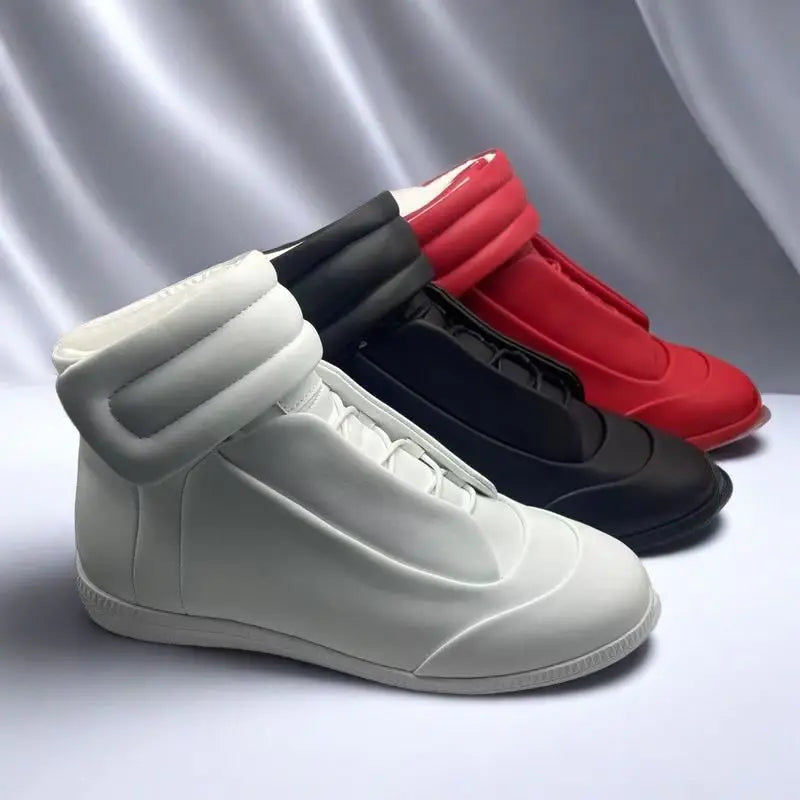 Men's High Top Casual Shoes Flats Premium Shoes For Man High Quality Leather Trainers Sneakers Hook & Loop Outdoor Ankle Boots