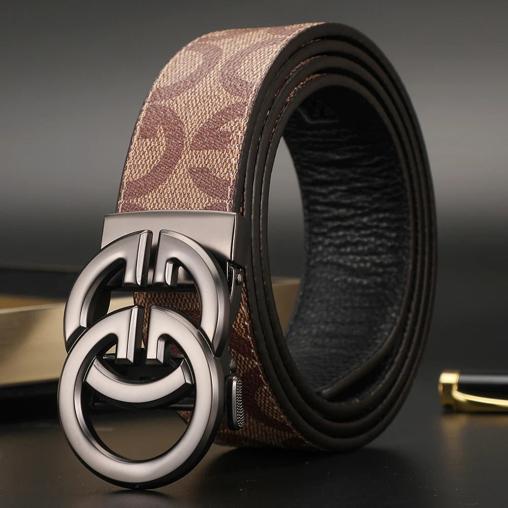 2024 New business Male Famous Style Metal Automatic Buckle Luxury Brand Women Belt Genuine Leather Belts for Men Strap jeans