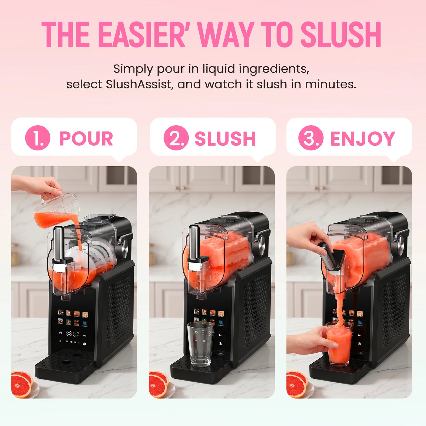 90oz Slushie Machine No Ice Needed Frozen Drink Maker with Compressor 7 Smart Presets Safe Frozen Smoothie Machine for Home Party