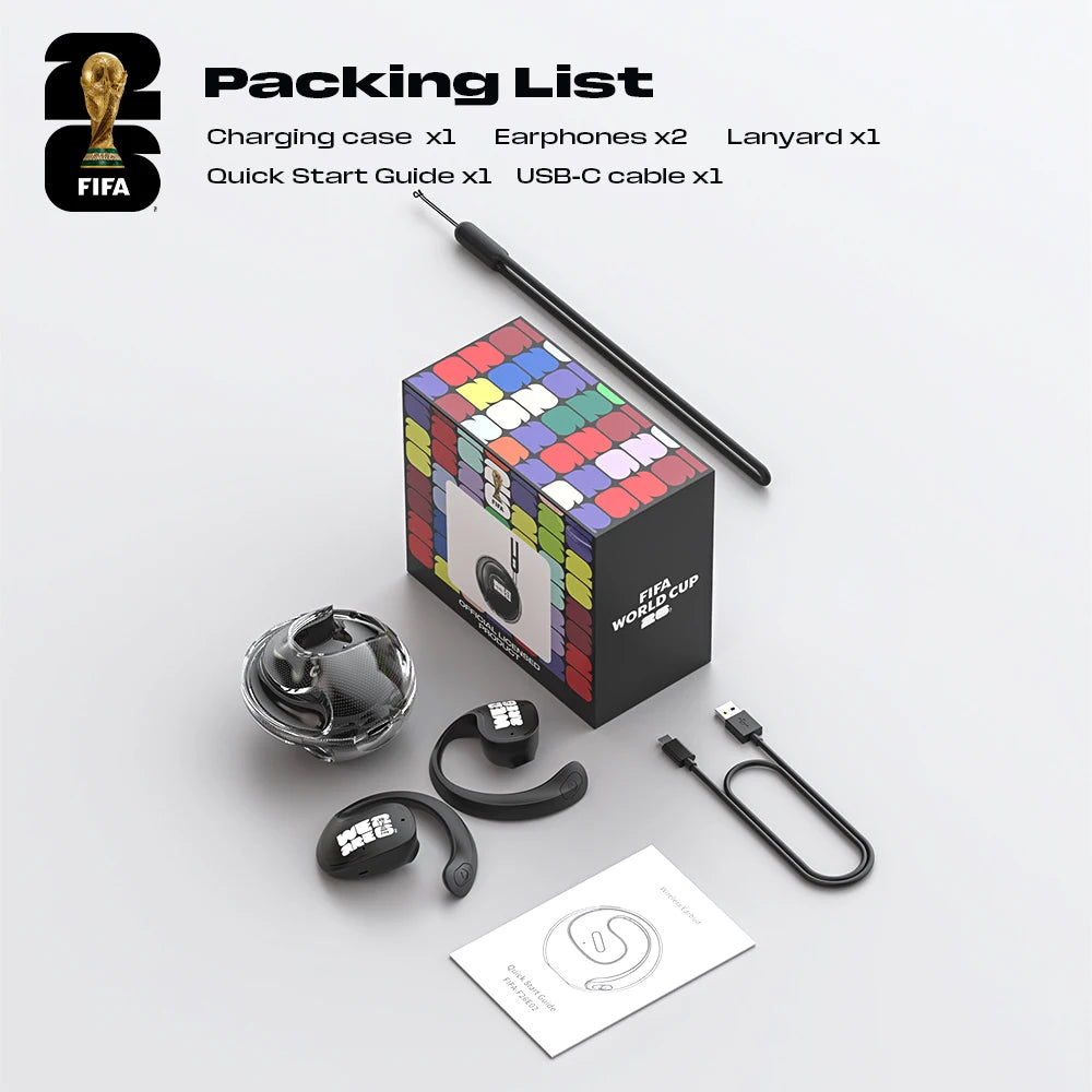 FIFA-F26E02 AI Translator Earbuds 138 Languages Real Time Two Way Translation Bluetooth 6.0 TWS Wireless Earbuds ENC Noise Cancelling 45H Battery 28ms Low Latency Gaming Headphones for Travel Business
