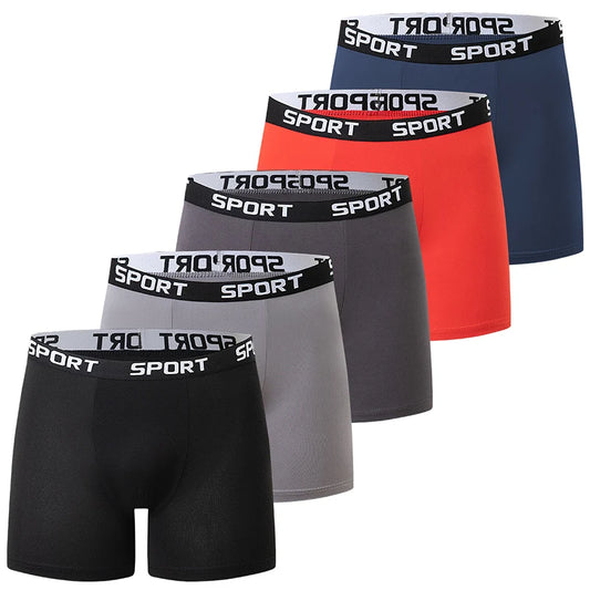 5-piece Set Of Solid Color Fashionable Simple Sports Long Underwear Comfortable Plus Size Flat Corner Pants Cycling Base Shorts