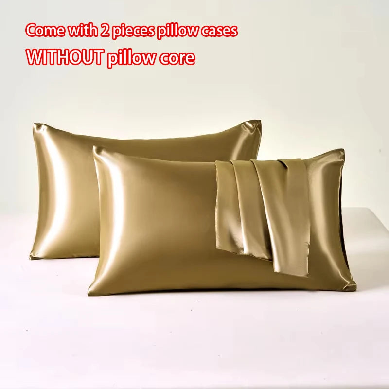 Polyester Satin Pillowcase Set | Two Covers with Envelope Closure | Bedroom & Guest Room