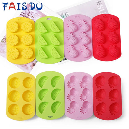 Silicone Ice Mold Fruit Shape Chocolate Candy Molds Set 6 Cavity Silicone Baking Mold Ice Cube Tray-Wedding,Parties DIY Crafts