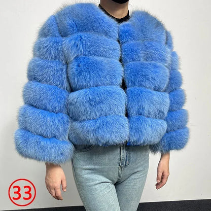 2023 Natural Real Fox Fur Coat Women Winter Warm Luxury Fur Jacket Detachable Long Sleeves Female Vest Furry Coats Outerwear