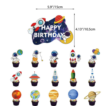 Planet Astronaut Birthday Party Decoration Paper Cup Plate Napkin Balloon Tablecloth  For Kids Baby Shower Party Supplies Gifts