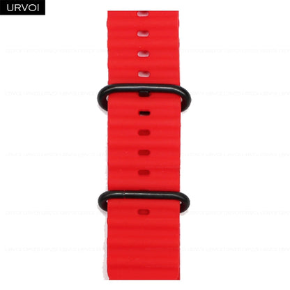 URVOI Ocean Band for Apple Watch Ultra 4 3 2 Strap Series 12 11 10 SE Sport Band for iWatch Silicone Wristband Black Buckle 49mm