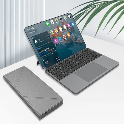 bluetooth Wireless Keyboard for Tablet/Phone/PC, Foldable Keyboard w/ Detachable Magnetic Leather Stand Ultra-Long Battery Life
