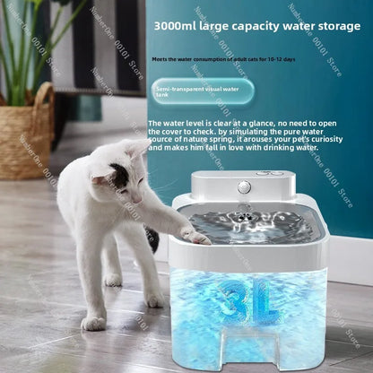 Constant Temperature Cat Water Dispenser, Automatic Pet Drinking Fountain with Flow Unplugged Clean Sewage Separation