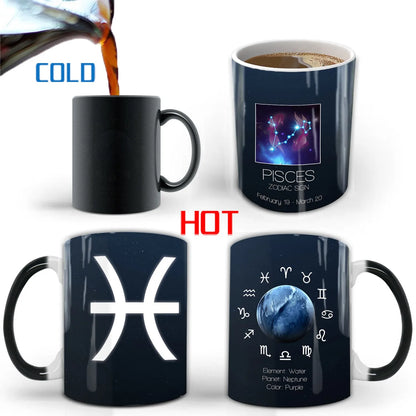 Creative Constellation Changing Color Cup Water Transfer magic Coffee Mug  friends birthday gift cup