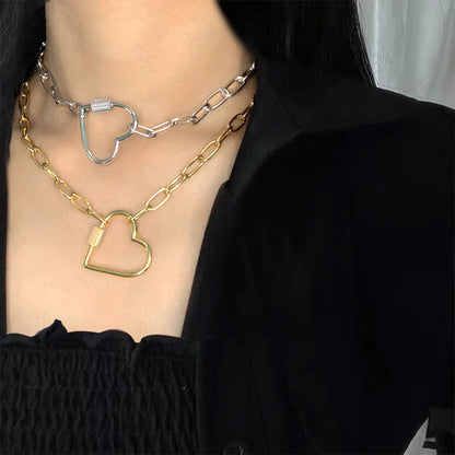Simple Metal Heart Shaped Opening Keychain Handbag Strap Dog Chain Buckle Bag Lanyards Clip Hook DIY Accessories