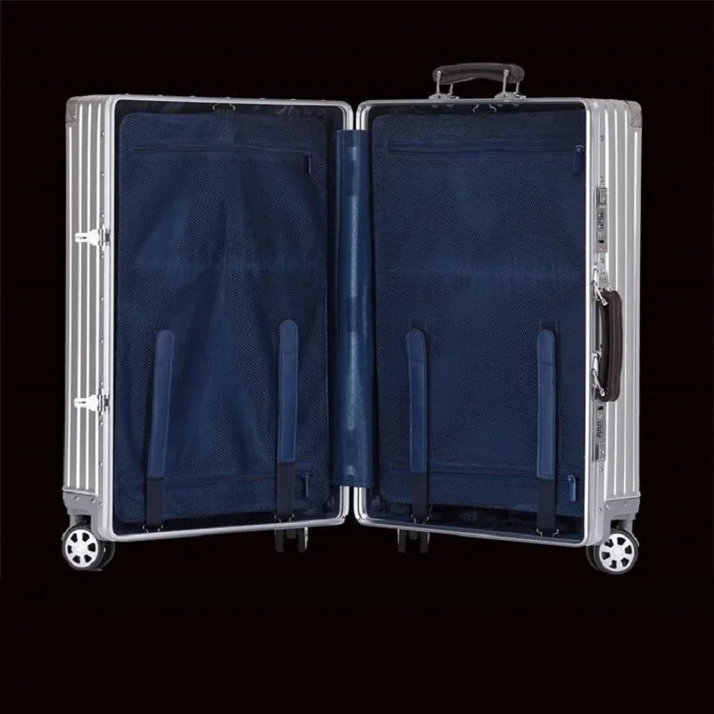 100% Aluminum-Magnesium Alloy Suitcases 20/24/26/29 Inch Lightweight Spinner Luggage TSA Lock Durable Travel Bag