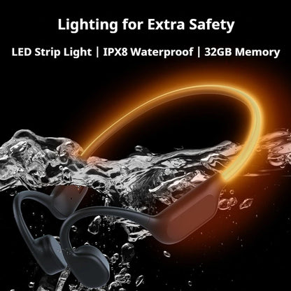 TOP 1 Sports Swimming Bone Conduction Headphones Bluetooth 6.0 IPX8 Waterproof Earphones 32GB MP3 Night Light Fitness Riding Run