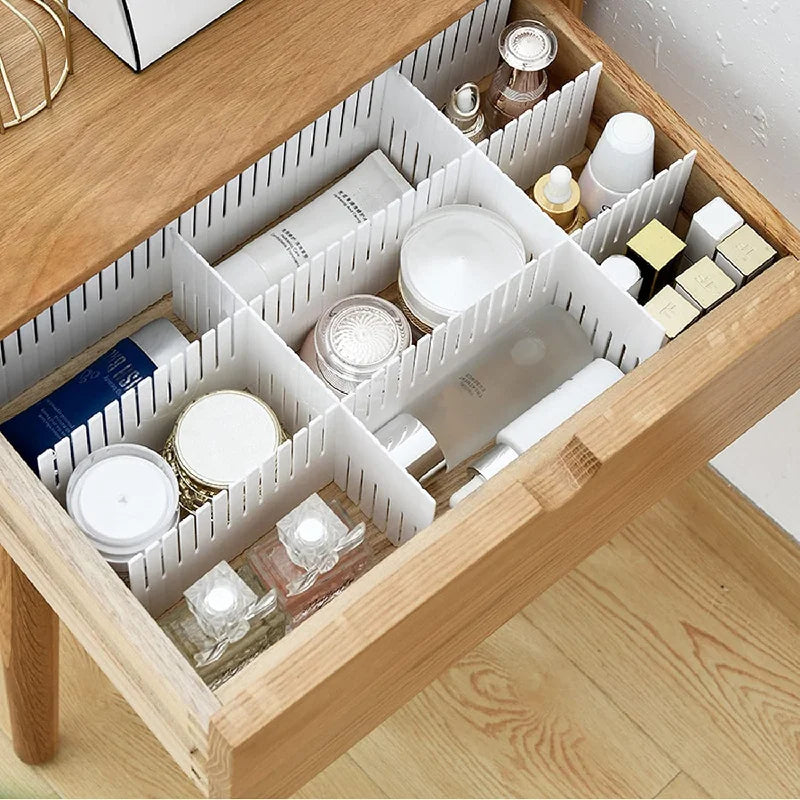 10Pcs Adjustable Drawer Dividers Organizer System for Cupboard Underwear Socks - Household Storage Solution