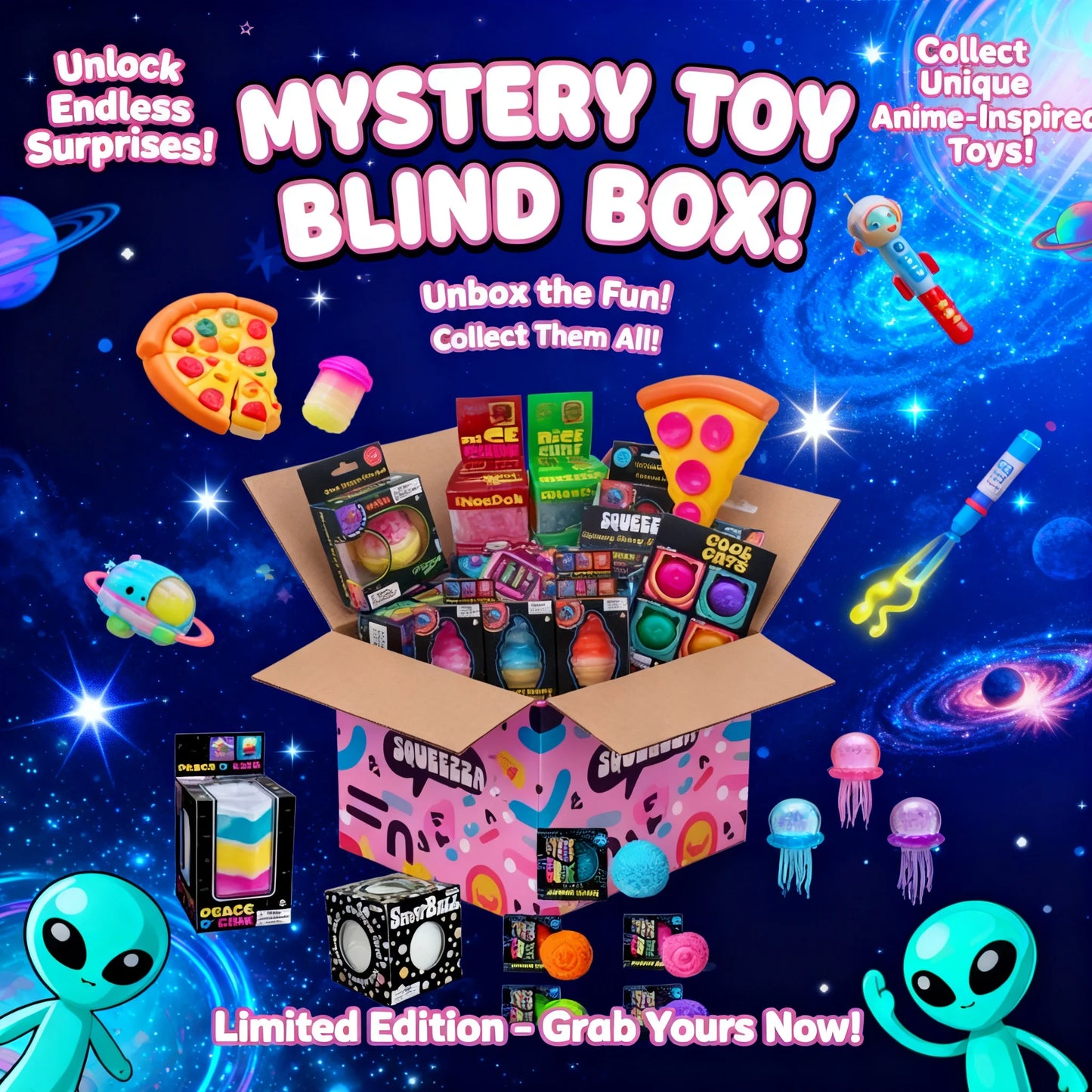 Cute Food Ocean Squishy Blind Box Random Surprise Squeeze Toys 1Pcs Guaranteed Lucky Stress Relief Fidget Toy Set