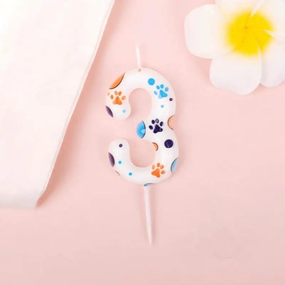 Cute Puppy Paw Print Number Birthday Cake Candle Kawaii Puppy Cake Candles Baking Individually Pack 3D Adorable Cake Decorations