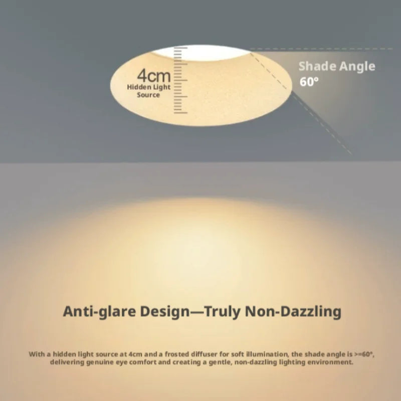 CANTH Pre-installed Ultra-thin Bezelless Downlight, Embedded Anti-glare Ceiling Light, Household Non-centralized Light Fixture
