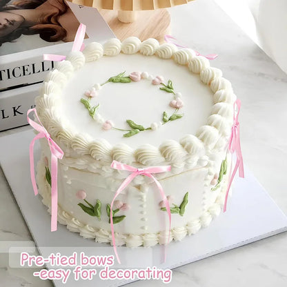 20/30Pcs Bow Cake for Cake Black Red Pink Ribbon Cake Bow Topper Decoration Birthday Decoration Party Supplies Bow Cake Toppers