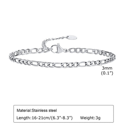 1/2/3pcs Chain Bracelet for Men Women,Stainless Steel Twisted Rope Cuban Chain Wristband,Hip Hop Minimalist Jewelry Gift