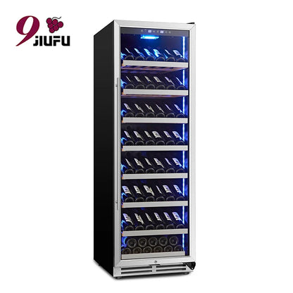 High-end Stainless Steel Wine Cooler Beech Wood Display Shelf Beverage Fridge for Vintage Wine Storage Home Bar Club Pro