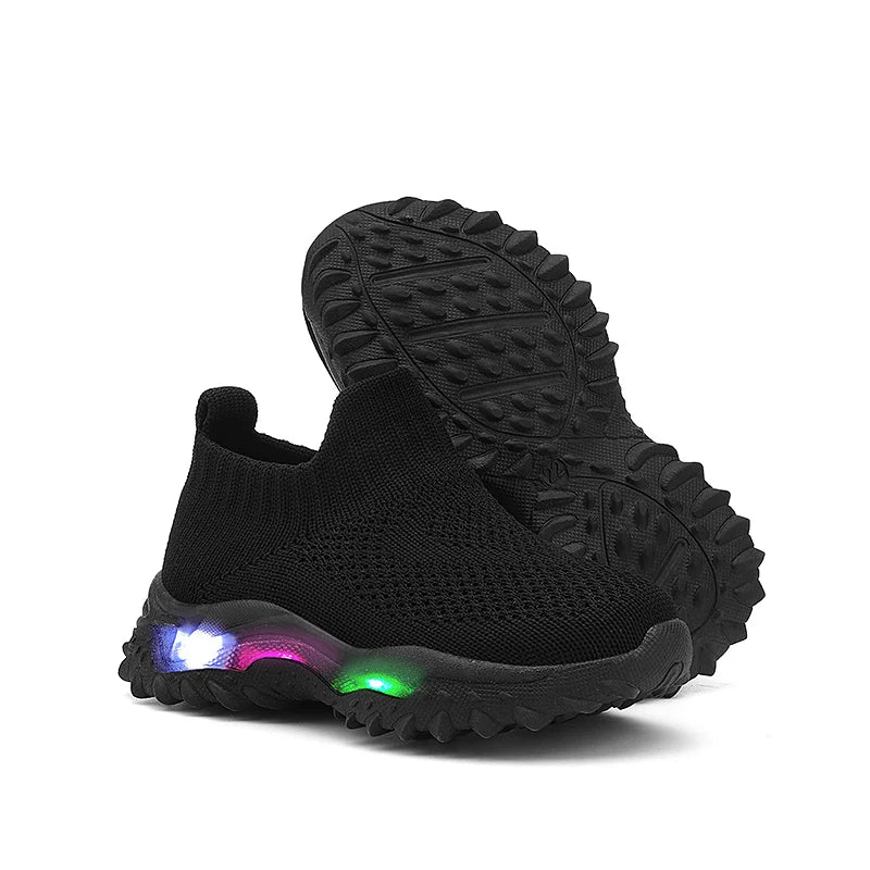 Kids Sneakers Children Baby Girls Boys Breathable Mesh Led Luminous Socks Sport Run Sneakers Shoes Sapato Infantil Light Up Shoe