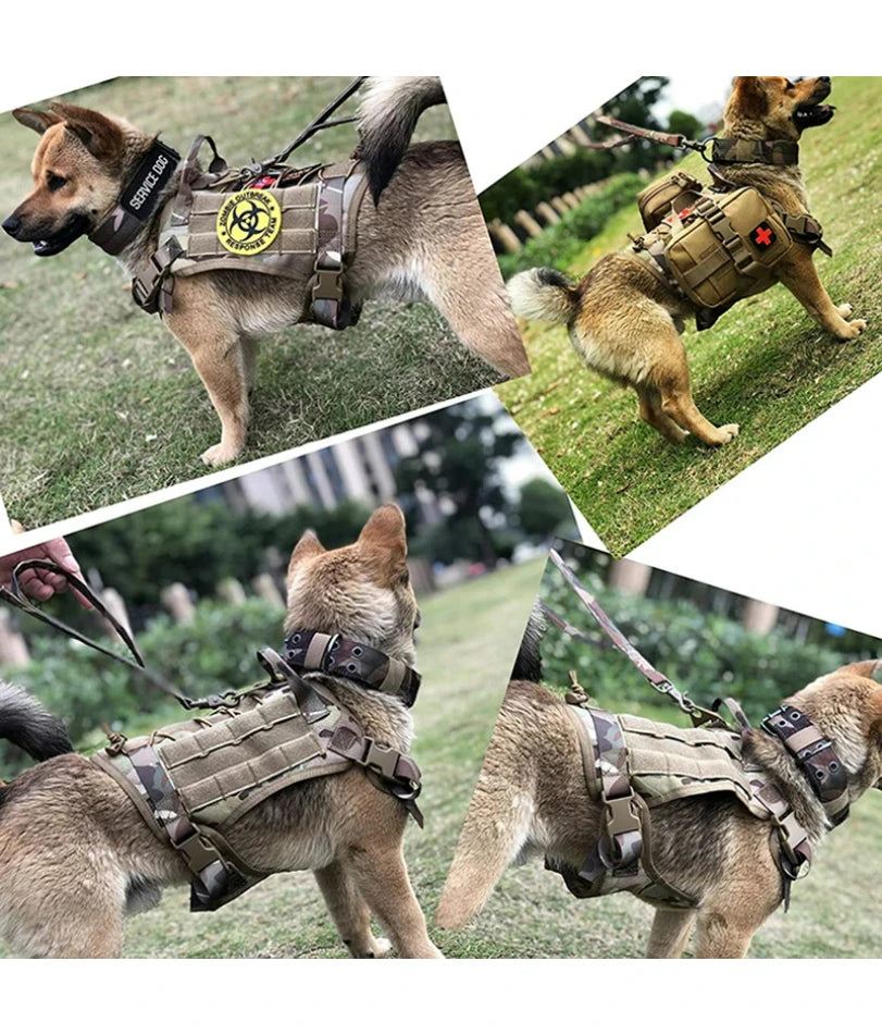 Tactical Dog Harness Military Training  Padded Quick Release Vest Pet Training Dog Harness For Set Small Medium Large Dogs