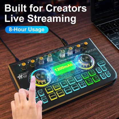 Tenlamp  X3-B333 Mic Mixer Set Podcast Influencer KOL Singing Gaming DJ Mixing Station Controller Equipment Studio Recording Electronic Music Mixer Power Karaoke Machine Available Dynamic Condenser Wireless Microphone Microfo