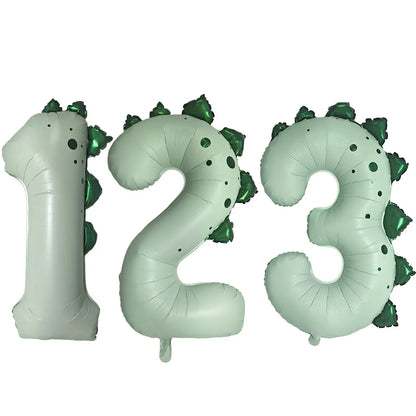 Dinosaur Party Decor 32inch Dinosaur Number Balloons 1-3 Year Olds Kid Birthday Baby Shower Matte Cartoon Foil Balloon Decors