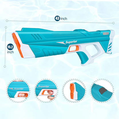 Electric Water Gun Auto Suction 32ft Range Pool Beach Outdoor Party High-Speed Burst