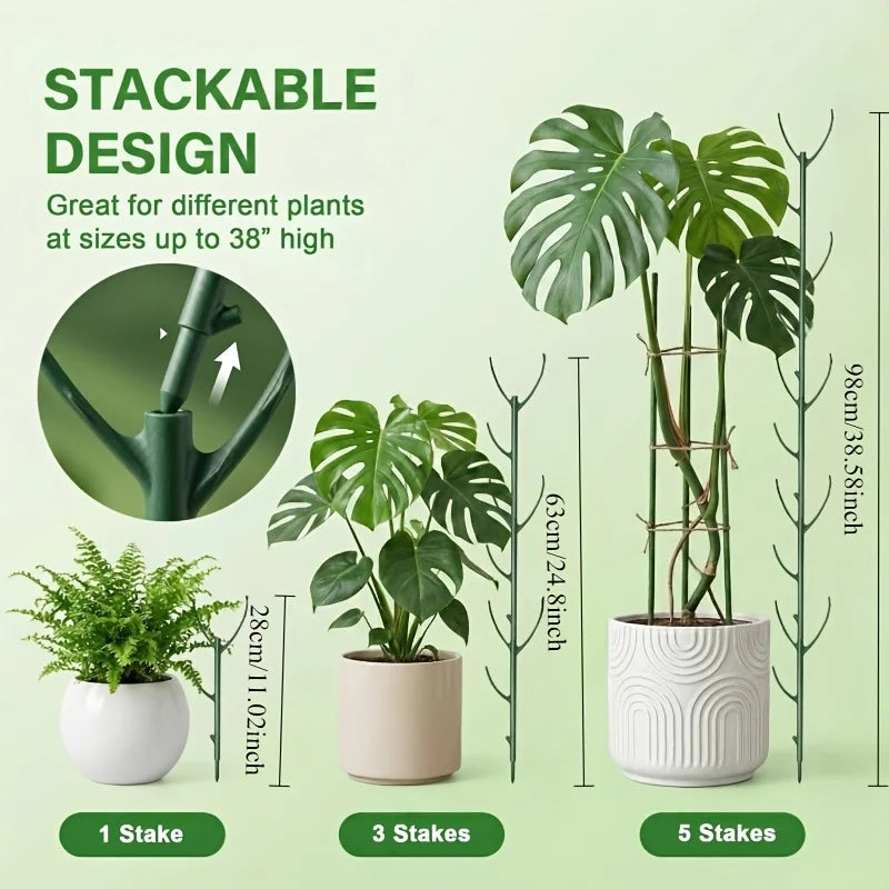 Monstera Plant Support Stakes 5 Support Frames and 1 Roll Velcro, Garden Stakes Designed Specifically Climbing Plant Stems