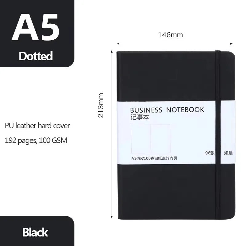 A5 Hard Cover Business Elastic Notepad Dot Grid Pages Korean Stationery Back To School Notebooks and Journals Office Stationery