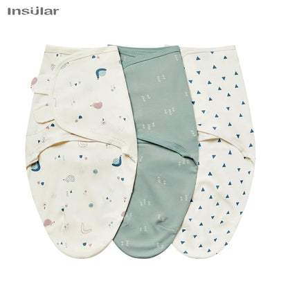 3Pcs Cute Newborn Baby Blankets Swaddles Set 100%Cotton Boys Girls Adjustable Swaddle Infant Swaddle for 0-6 Month