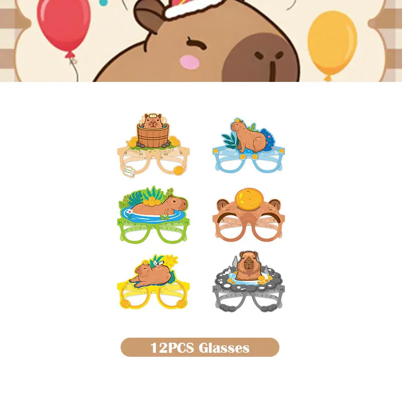 Capybara Decoration Birthday Party Favors Tableware Set Cup Plate Balloons Gift Bags Happy Banner Cake Topper Supplies for Girls