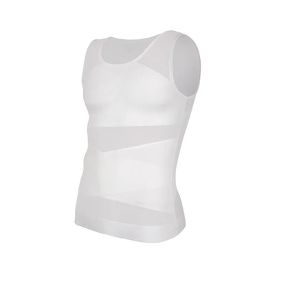 2 PCS Men Cross Mesh Compression Tank Top Gynomastica Shapewear Sleeveless Undershirt Tummy Control Slimming Body Shaper Breathable Waist Trainer Back Support Fitness Vest