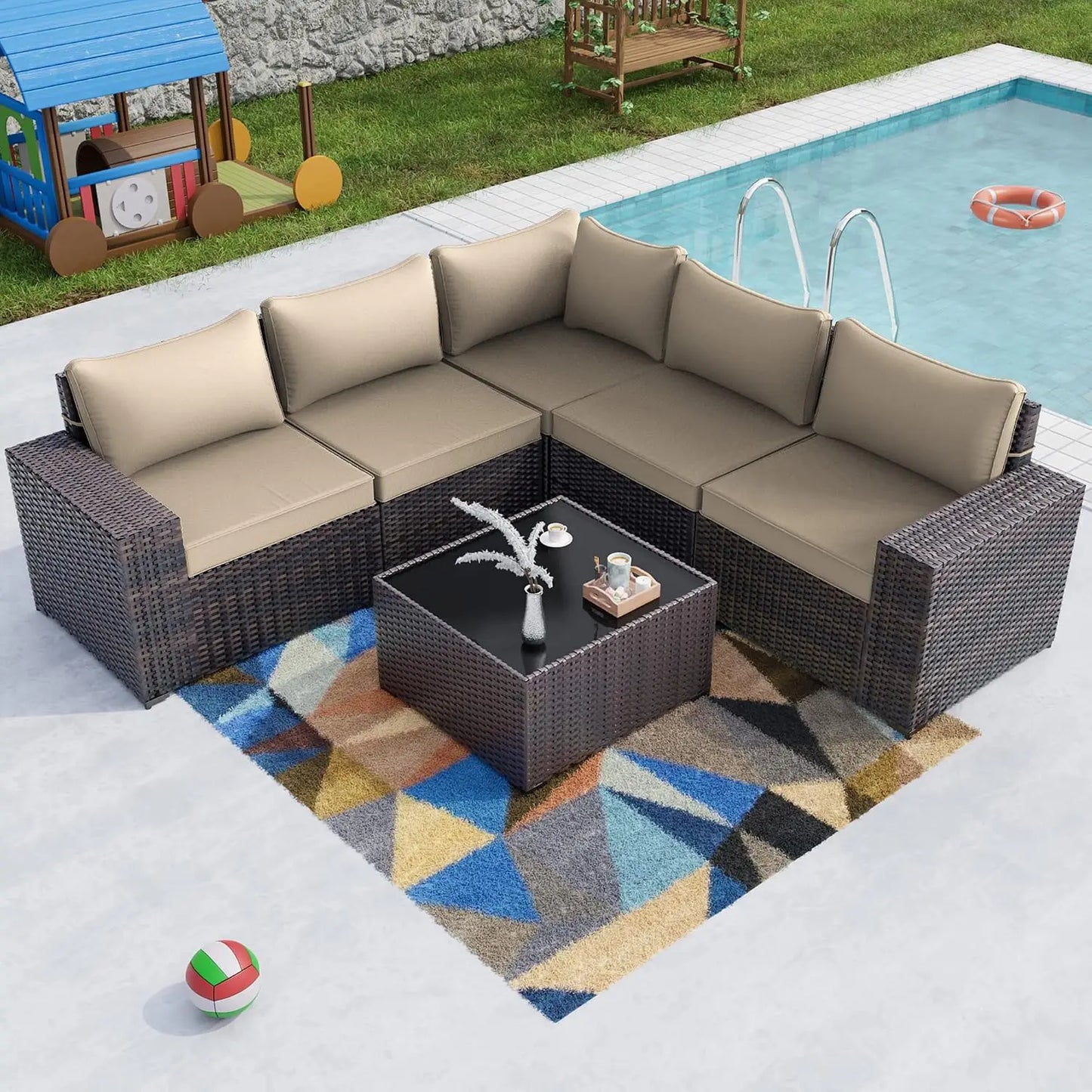 12 Piece Patio Furniture Set, Outdoor Wicker Sectional Sofa, Customized